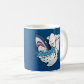 トイレシャークおもしろいブルー コーヒーマグカップ (正面右)