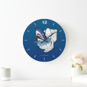トイレシャークおもしろいブルー ラージ壁時計 (ホーム)