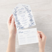 トイレソウルブルーブライダルシャワー オールインワン招待状 (貼ってはがせる)