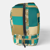 トイレタリーバッグティール（緑がかった色）グリーンおよび金ゴールド幾何学模様 ドップキット (右)