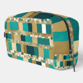 トイレタリーバッグティール（緑がかった色）グリーンおよび金ゴールド幾何学模様 ドップキット (右コーナー)