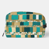 トイレタリーバッグティール（緑がかった色）グリーンおよび金ゴールド幾何学模様 ドップキット (裏面)