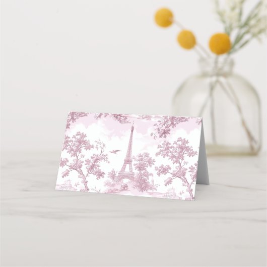 トイレダスティピンクボウフランスのブライダルシャワー プレイスカード (裏面)