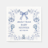 トイレダスティブルーレトロクマおもちゃベビーシャワー スタンダードカクテルナプキン (正面)