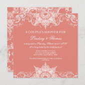 トイレダマスクスワールカップルシャワーコーラルピンク 招待状 (正面/裏面)