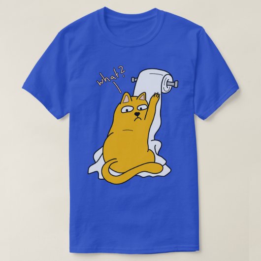 トイレットペーパーと面白い猫 Tシャツ (デザイン正面)