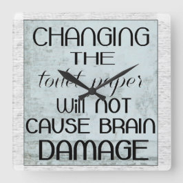 トイレットペーパーのユーモア スクエア壁時計