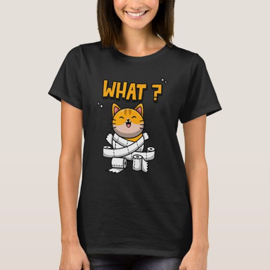 トイレットペーパーの芯 猫 何 Tシャツ (正面)