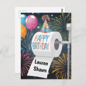 トイレットペーパーの誕生日帽子風船花火 ポストカード (正面/裏面)