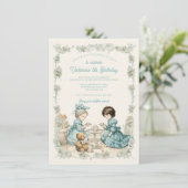 トイレテディベアピクニックティーパーティー誕生日 招待状 (スタンド正面)