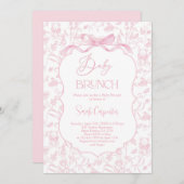 トイレデジュイガールベビーシャワーブランチとボウ 招待状 (正面/裏面)