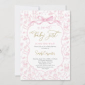 トイレデジュイガールベビーシャワー付きボウ 招待状 (正面)