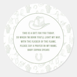 トイレデジュイグリーンカウボーイウェスタン祈りの言葉ベビー ラウンドシール