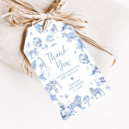 トイレデジュイサファリアニマルズベビーブシャワーメッセージカード ギフトタグ