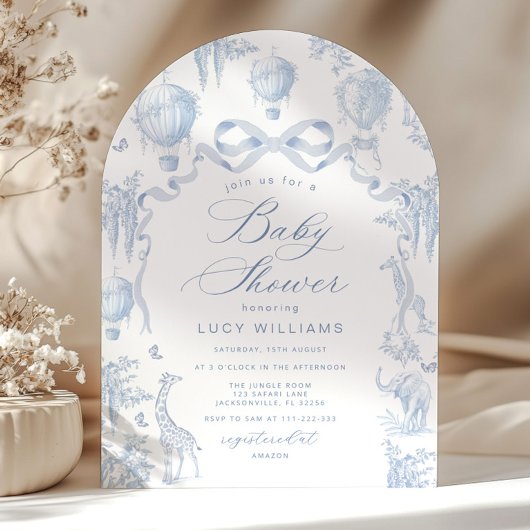 トイレデジュイサファリアーチボウ男の赤ちゃんシャワー 招待状