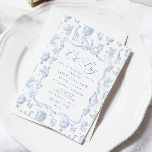 トイレデジュイサファリオーボーイベビーシャワー招待状 招待状