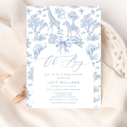 トイレデジュイサファリオーボーイベビーシャワー 招待状