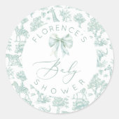 トイレデジュイサファリジャングルグリーンベビーシャワー ラウンドシール (正面)