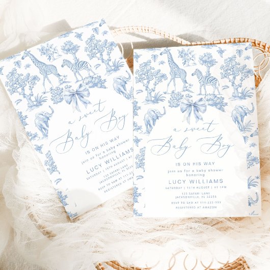 トイレデジュイサファリスイート男の赤ちゃんベビシャワー 招待状