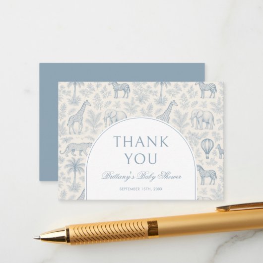 トイレデジュイサファリパステルブルーベビーシャワー エンクロージャーカード (正面/裏面インサイチュ)