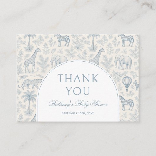 トイレデジュイサファリパステルブルーベビーシャワー エンクロージャーカード (正面)