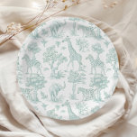 トイレデジュイサファリ動物グリーンベビーシャワー ペーパープレート<br><div class="desc">Toile de Jouy Safari動物の緑の赤ちゃんシャワー紙プレート対応アイテム利用可能。</div>