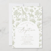 トイレデジュイサファリ動物グリーンボーイバプテスマ 招待状 (正面)