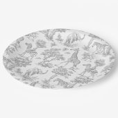 トイレデジュイサファリ動物グレイ赤ちゃんシャワー ペーパープレート (アングル)