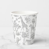 トイレデジュイサファリ動物グレイ赤ちゃんシャワー 紙コップ (正面)