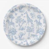 トイレデジュイサファリ動物ブルーベビーシャワー ペーパープレート (正面)