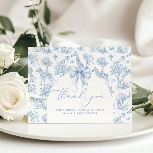 トイレデジュイサファリ動物ベビシャワー サンキューカード