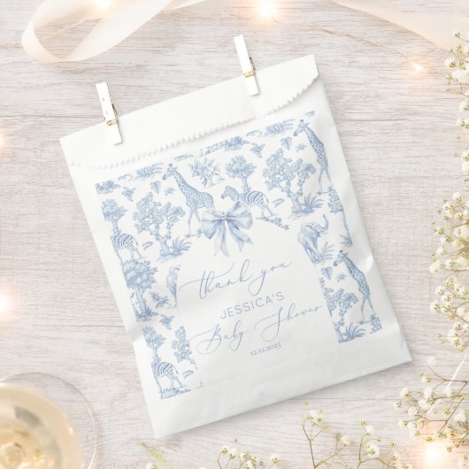 トイレデジュイサファリ動物ベビシャワー フェイバーバッグ (クリップ留めされた状態)