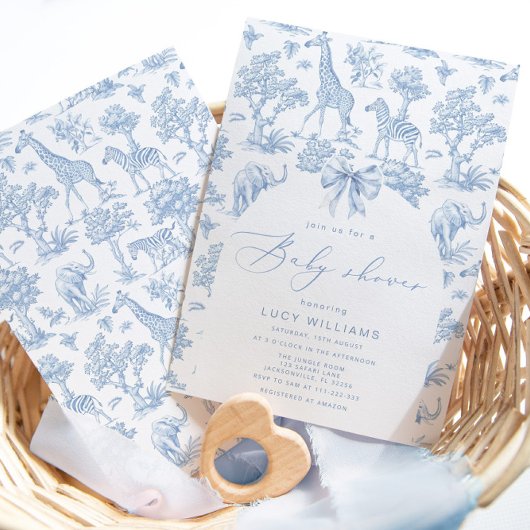 トイレデジュイサファリ動物ベビシャワー 招待状