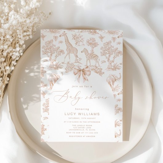 トイレデジュイサファリ男女兼用ベイビーシャワー 招待状