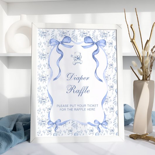 トイレデジュイテディベアーベビーブシャワーおむつラッフル ポスター