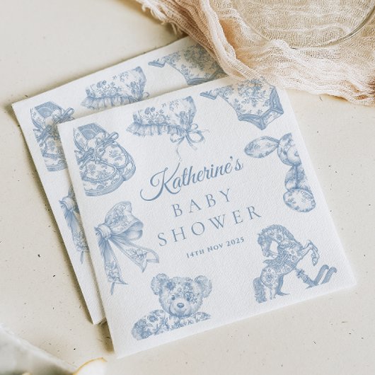 トイレデジュイブルーボーイベビーシャワー スタンダードカクテルナプキン