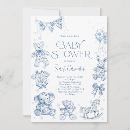 トイレデジュイベビーシャワーボーイ 招待状 (正面)