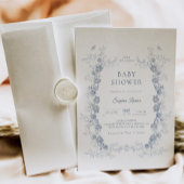 トイレデジュイベビーブシャワーブルーチノワセリーフローラ 招待状