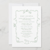 トイレデジュイロッキングホースセージ緑の赤ちゃんシャワー 招待状 (正面)