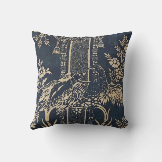 トイレデジュイヴィンテージイラストレーションブルー クッション (裏面)