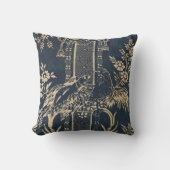 トイレデジュイヴィンテージイラストレーションブルー クッション (正面)