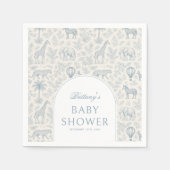 トイレデジュエサファリアニマルズブルーボーイベビーシャワー スタンダードカクテルナプキン (正面)