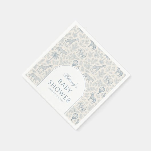 トイレデジュエサファリアニマルズブルーボーイベビーシャワー スタンダードカクテルナプキン (角)