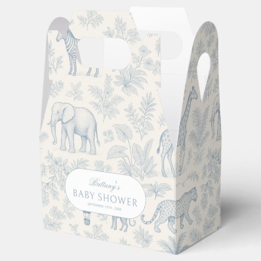 トイレデジュエサファリアニマルズブルーボーイベビーシャワー フェイバーボックス (オープン)