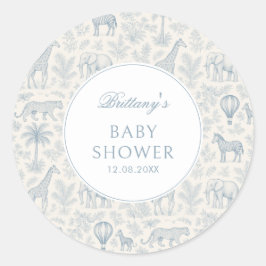 トイレデジュエサファリアニマルズブルーボーイベビーシャワー ラウンドシール