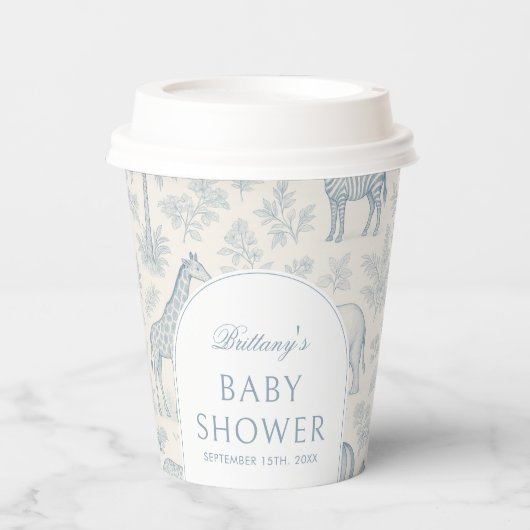 トイレデジュエサファリアニマルズブルーボーイベビーシャワー 紙コップ (正面)