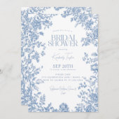 トイレデジュエダスティブルーフローラブライダルシャワー 招待状 (正面/裏面)