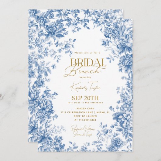 トイレデジュエチノワセリーフローラブライダルシャワー 招待状 (正面/裏面)