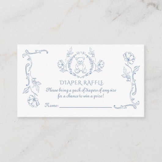トイレデジュエテディベアヴィンテージおむつラッフル エンクロージャーカード (正面)