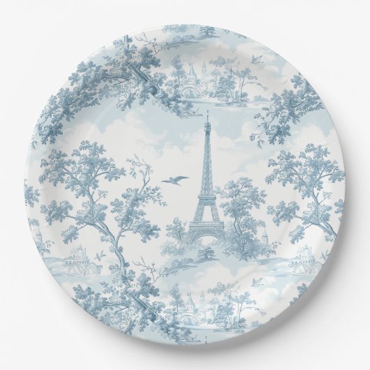 トイレデジュエパリジャンヴィンテージベビースシャワー ペーパープレート (正面)